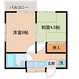 ルミナス赤萩 2Kの間取図画像