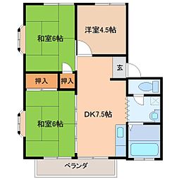 岩田ハイツA 3DKの間取図画像