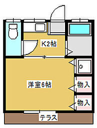 シャトー水谷 1Kの間取図画像