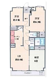 キャッスル河辺 3LDKの間取図画像