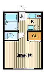 東武東上線 中板橋駅 徒歩3分の賃貸アパート 2階1Kの間取り