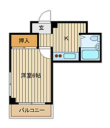 安藤ビル 1Kの間取図画像
