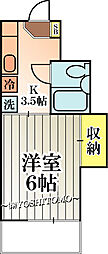 柿の木館 1Kの間取図画像