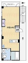 コーポウチダ6 2階ワンルームの間取り