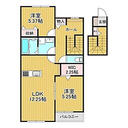 アプローズ　プラス 3階2LDKの間取り