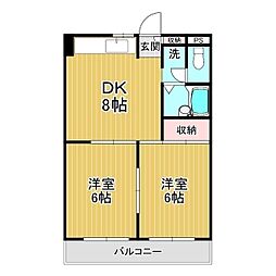 サンライフ碧雲 2DKの間取図画像