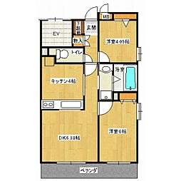 PARKVIEW一ツ木 2LDKの間取図画像