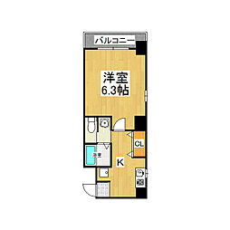 サンローゼ3 1Kの間取図画像