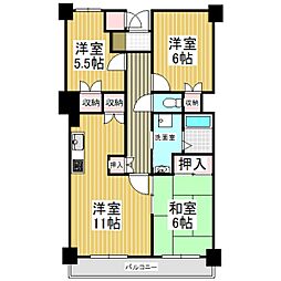 第12藤島マンション 3LDKの間取図画像