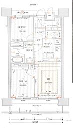 エスリード南堀江 2LDKの間取図画像