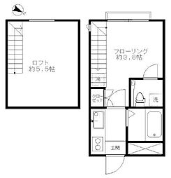 都営三田線 白金台駅 徒歩3分の賃貸アパート 2階1Kの間取り