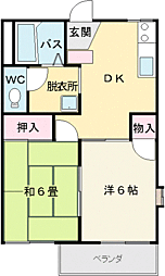 ビレッジ・フラワー 2DKの間取図画像