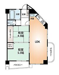 グリーンハイツ東三国 2LDKの間取図画像