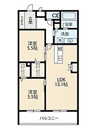グランシャテーヌ 4階2LDKの間取り