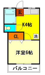みすずコーポ 1Kの間取図画像