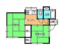 丸善若山貸家II  ｜ 埼玉県入間郡毛呂山町若山1丁目（賃貸一戸建2K・1階・29.85㎡） その2