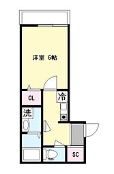 ブラン霞 1Kの間取図画像