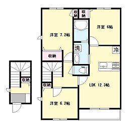 パーシモン・K 3LDKの間取図画像