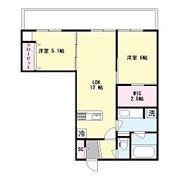サングランデ 2LDKの間取図画像