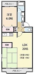 ラ・フォーレ宮前平 1LDKの間取図画像
