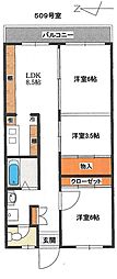 マンションニュー高輪 2LDKの間取図画像