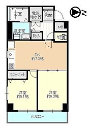 コスモフォーラム三鷹 2DKの間取図画像