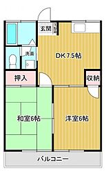 フィールドハイツ 2DKの間取図画像