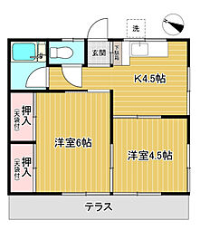 紅葉荘 2DKの間取図画像