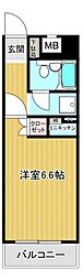 野村ステイツ市が尾 ワンルームの間取図画像