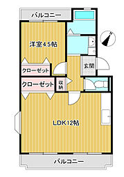 モンアルボール宮崎台 1LDKの間取図画像