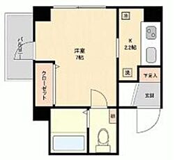 恵比寿ウエスト 1Kの間取図画像