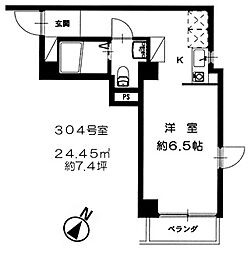 エビデンスモワ ワンルームの間取図画像