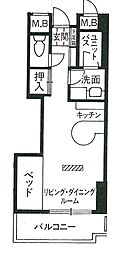 パセオ日ノ出2 ワンルームの間取図画像