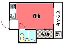 コーポラス禅 ワンルームの間取図画像