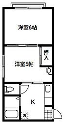 小堀ハイツ 2Kの間取図画像