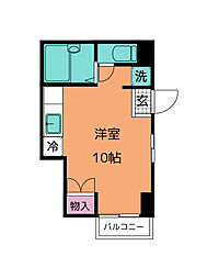 JR仙山線 北仙台駅 徒歩4分の賃貸マンション 3階ワンルームの間取り