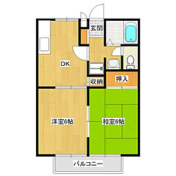 ロイヤルハイツ 2DKの間取図画像