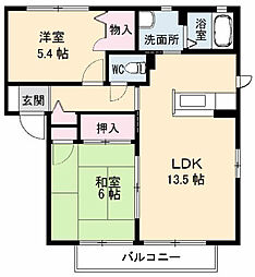 メゾン・ド・セリーヌ　I 2階2LDKの間取り