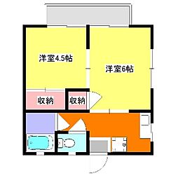 東武伊勢崎線 草加駅 バス15分 市営住宅前下車 徒歩4分の賃貸アパート 1階2Kの間取り