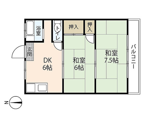 七福荘 ｜広島県広島市南区宇品神田4丁目(賃貸アパート2DK・1階・38.00㎡)の写真 その2