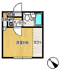 リバーサイド吉川B 1Kの間取図画像