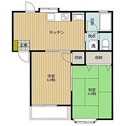 スペースシルキーナ 2階2DKの間取り