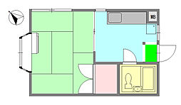 益田ハイツ 2階1Kの間取り