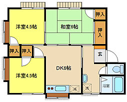 JR内房線 五井駅 徒歩15分の賃貸アパート 2階3DKの間取り
