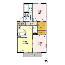 アヴァンセ八幡A 2LDKの間取図画像