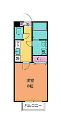 グリュックスハイム萩野町 1Kの間取図画像