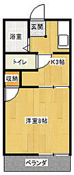 ラフォーレ旭A 1Kの間取図画像