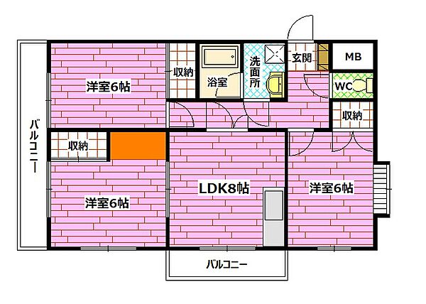 広島県安芸郡海田町西浜(賃貸マンション3DK・4階・65.65㎡)の写真 その2