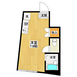 ファーストハウス 1階ワンルームの間取り