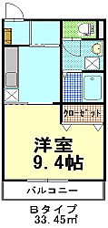 ジィアロ 2階1Kの間取り